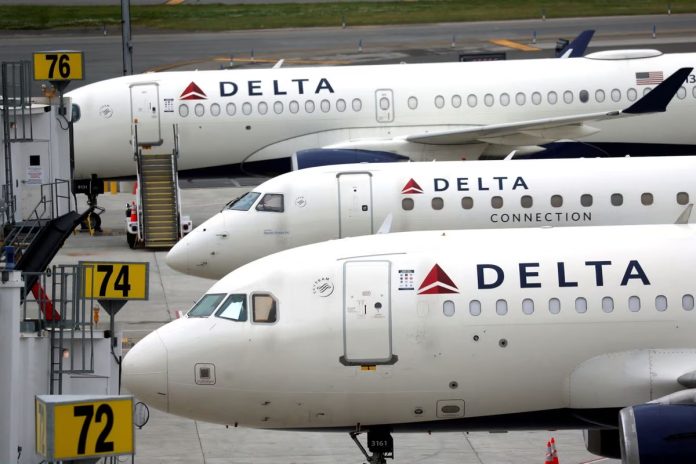 Ilustrasi pesawat Delta Airlines.