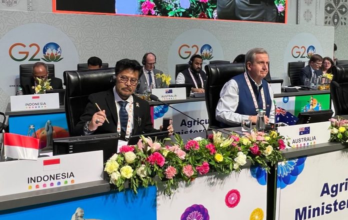 Menteri Pertanian Syahrul Yasin Limpo saat mengikuti pertemuan tibgkat menteri pertanian di acara G20, India (Foto: Humas Ditjen PSP/ THE EDITOR)