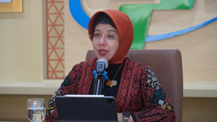 Head of BPS Amalia Adininggar Widyasanti at a Press conference held on Monday (16/10). (Photo: BPS Public Relations/THE EDITOR)