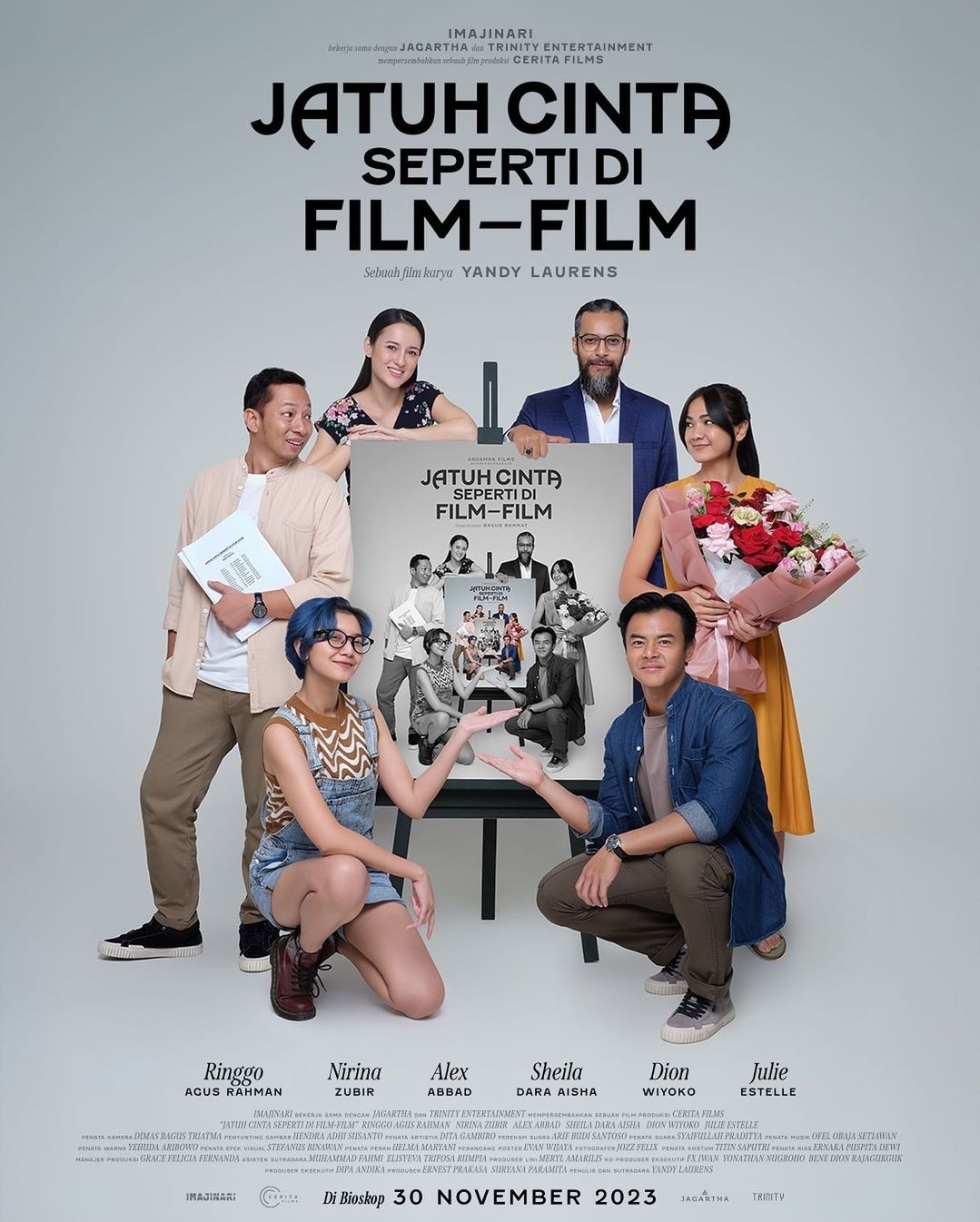 Poster film “Jatuh Cinta Seperti di Film-Film”. (Foto: Instagram @imajinari.id/THE EDITOR)
