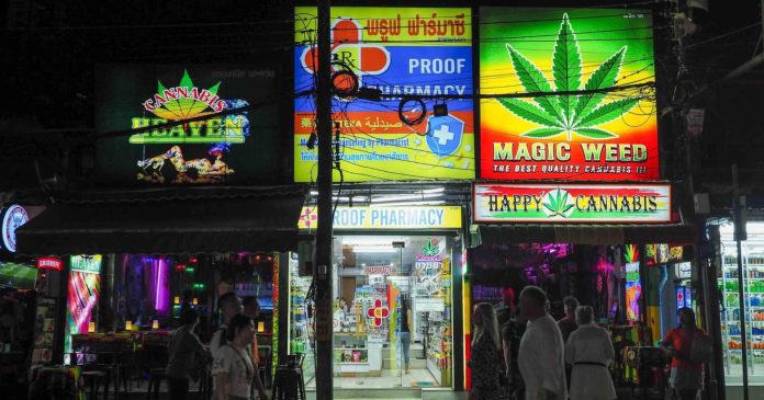 Sejumlah toko yang menjual ganja untuk rekreasi di Thailand. (Foto: Mothership/THE EDITOR)