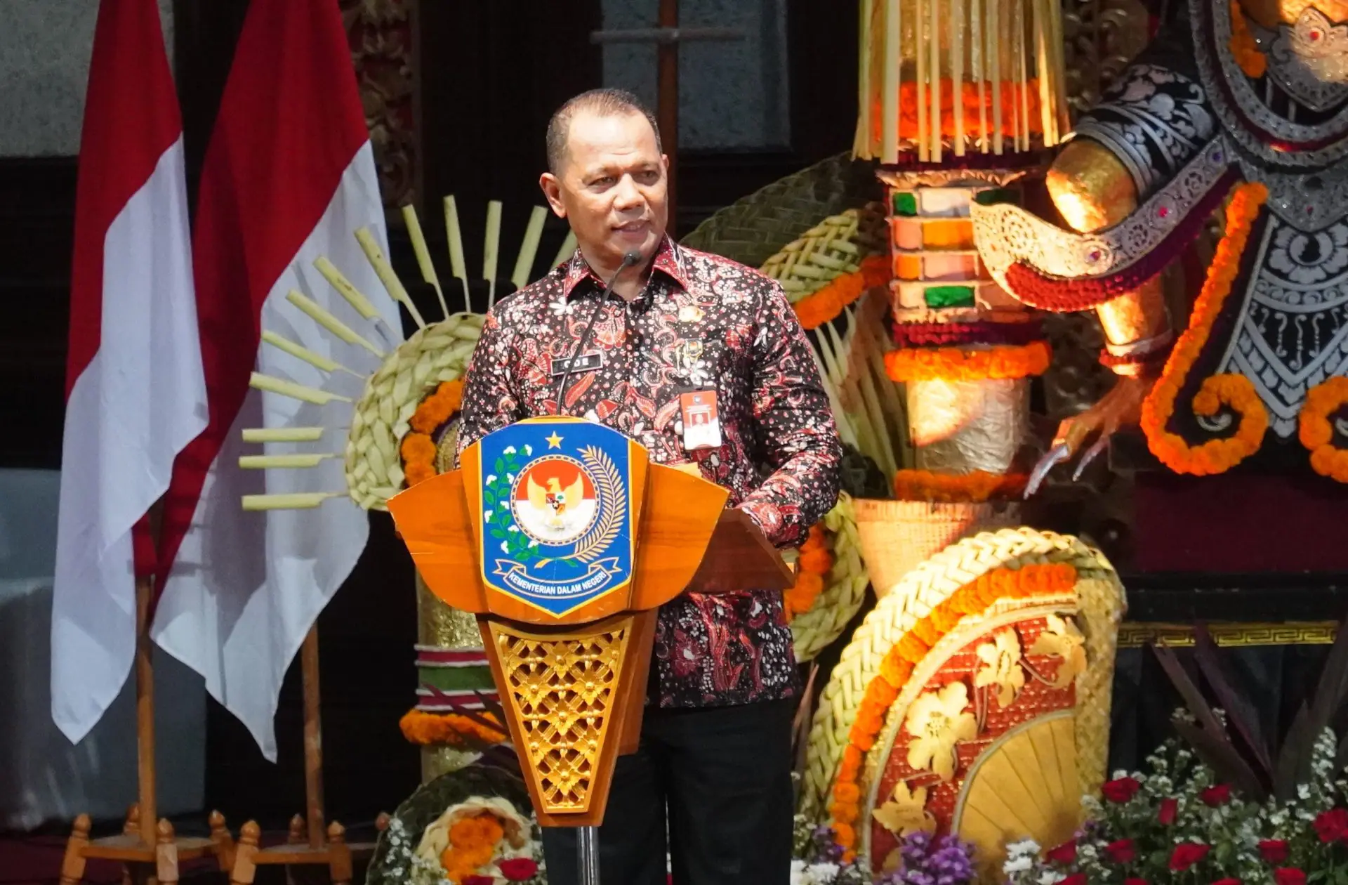 Director General of Village Development (Bina Pemdes) La Ode Ahmad P. Bolombo during the ceremony of Lomba Desa 2024 in Sanur, Bali (PHOTO: Elitha Evinora Beru Tarigan/THE EDITOR)
