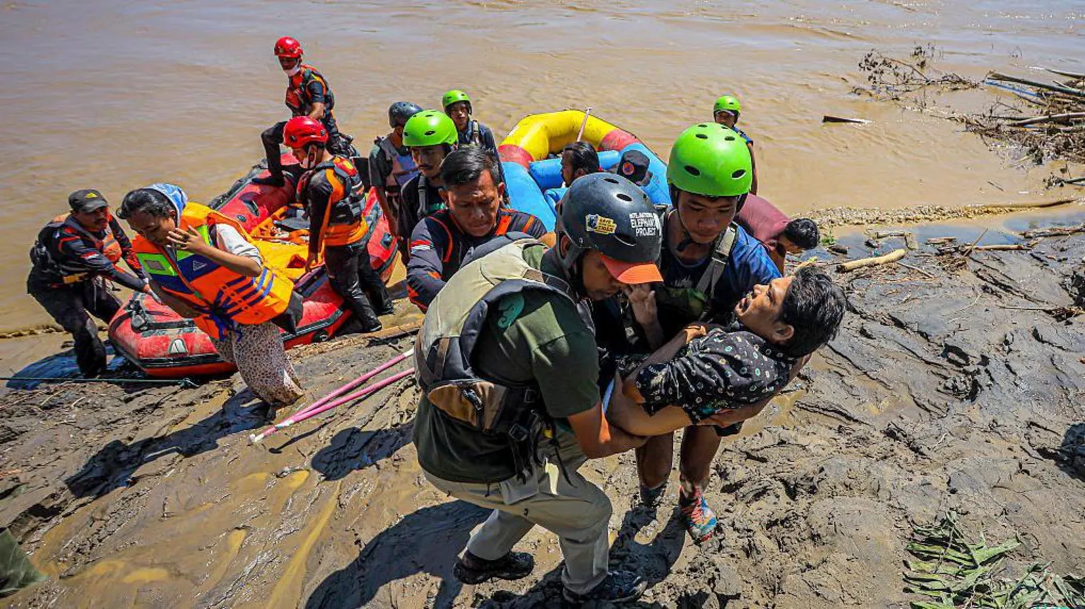 This sick villager was evacuated in Aceh on Saturday. (Photo: AFP via Getty Image/BBC)