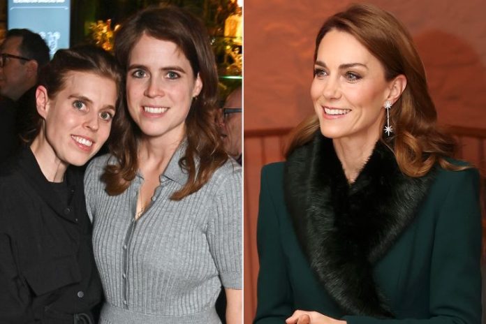 (Left) Princess Beatrice and Princess Eugenie Ellie Goulding x SERVED Private Party at Royal Albert Hall on April 11, 2024; (Right) Kate Middleton at her Together at Christmas Carol Service at Westminster Abbey on Dec. 5, 2025. (Photo : Dave Benett/Getty for SERVED; Chris Jackson/Getty)