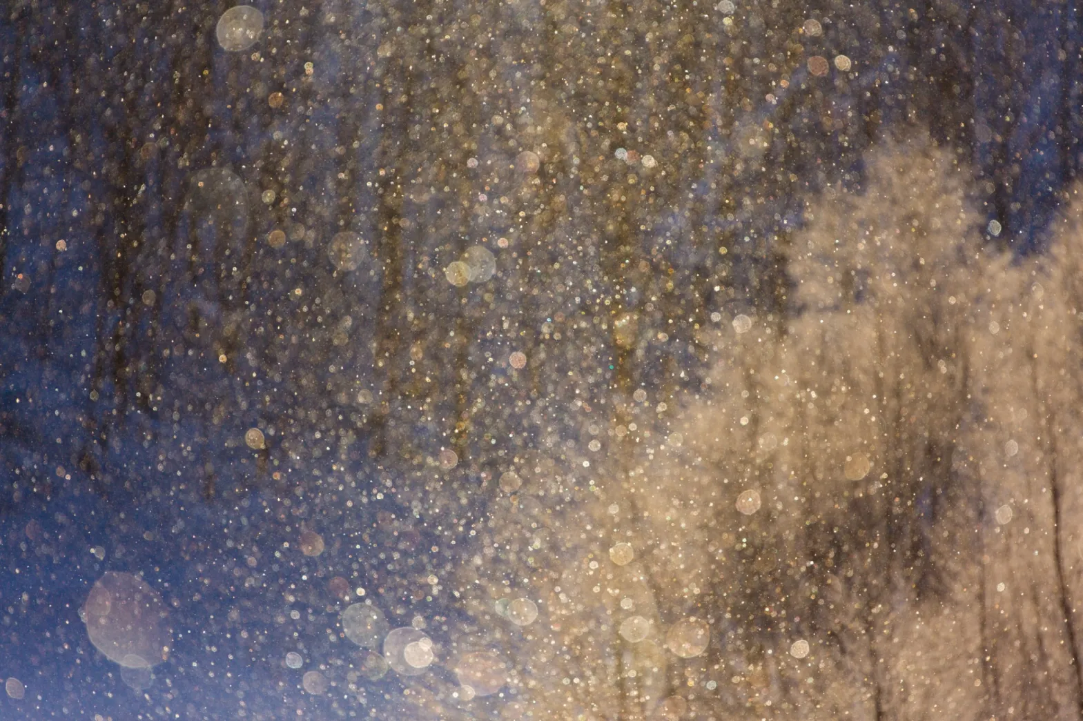 Fenomena Debu Berlian bila di foto dalam jarak dekat dimana partikel kristal es terlihat berwarna emas seperti berlian yang indah (Foto: Getty Images/iStockphoto)