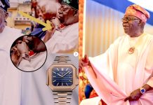 Nigeria Negara Miskin ke-115 di Dunia, Tapi Presidennya Koleksi Jam Tangan Patek Philips Seharga Minimal 2,8 Miliar (Kanan) Dalam acara pengangkatan Presiden Ghana, John Mahama, terlihat Presiden Bola Ahmed Tinubu memakai jam tangan Patek Philippe Cubitus senilai 2,7 Miliar yang diunggah di Instagram pada tanggal 8 Januari 2025. (Foto: Instagram resmi Presiden Presiden Bola Ahmed Tinubu @officialasiwajubat/THE EDITOR) (Kiri) sosial media Instagram bernama @blackxcellencee memuat tentang edisi jam tangan kesukaan Sang Presiden yang sangat fantastis yang diunggah pada 29 Desember 2025 . (Foto: Instagram @blackxcellencee/THE EDITOR)