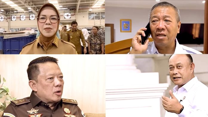 (Dari atas kiri) Bupati Sukoharjo Etik Suryani, Bupati Tulungagung Gatut Sunu Wibowo, Jampidsus Kejaksaan Febrie Adriansyah dan Mantan Kepala Badan Gizi Nasional, Dadan Hindayana (Sumber Foto: Instagram @gatutsunu, @etiksuryani_ad1b, Youtube Kejaksaan @kejaksaan-ri dan Kompas.Com)